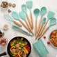 Silicone and Wood Heat Resistant Cooking Utensil Set