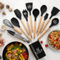 Silicone and Wood Heat Resistant Cooking Utensil Set