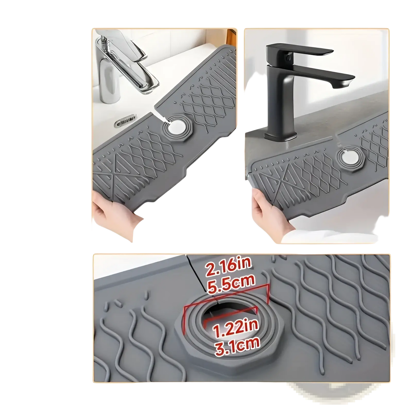 Silicone Self Draining Kitchen Sink Faucet Mat Gray