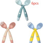 Soft Silicone Baby Spoon and Fork Self Feeding Set