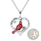Silver Cardinal Heart Engraved Pendant Necklace