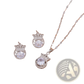 Silver Crown Zircon Necklace and Earring Jewelry Set
