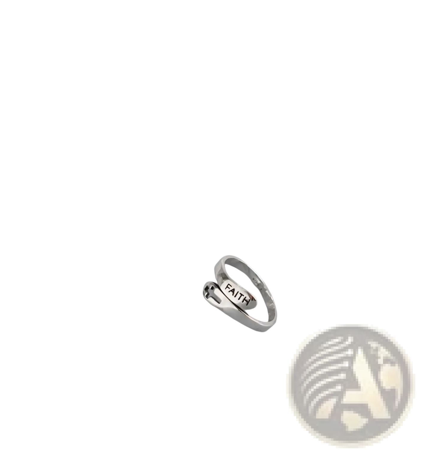 Silver Faith Cross Wrap Ring with Adjustable Band