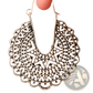Silver Filigree Mandala Crescent Hoop Earrings