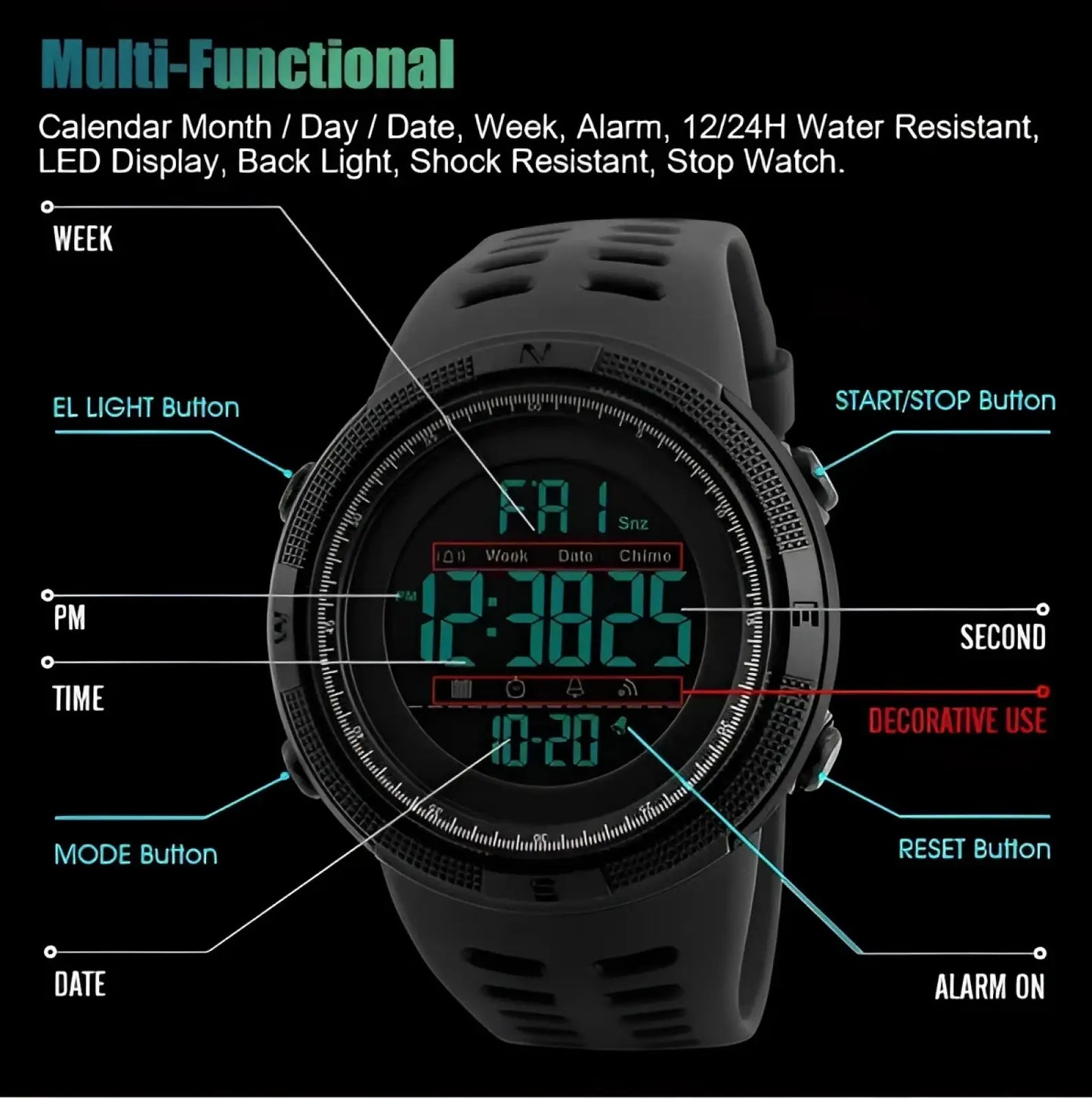 Skmei Men's Military Sport Waterproof Digital Chronograph Watch