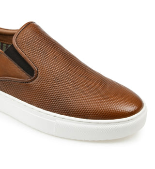 Tênis masculino Thomas &amp; Vine Conley Slip On de couro marrom, tamanho 9 M