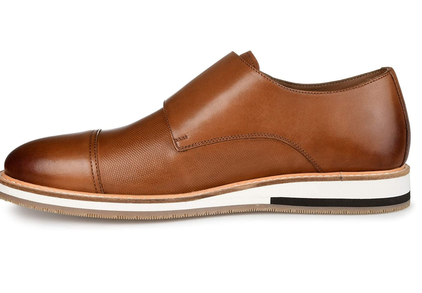 Thomas &amp; Vine Sapatos sociais masculinos Thatcher Cap Toe Monk Strap, marrom, tamanho 8,5 M