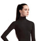 Vestido de malha de gola alta feminina Capezio, manga comprida, preto, tamanho X-S