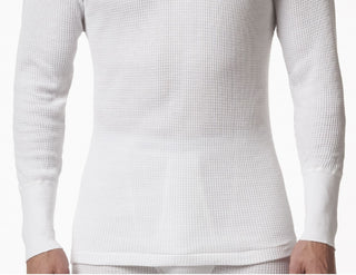Camisa térmica masculina de manga comprida em malha waffle Stanfield's, branca, tamanho grande