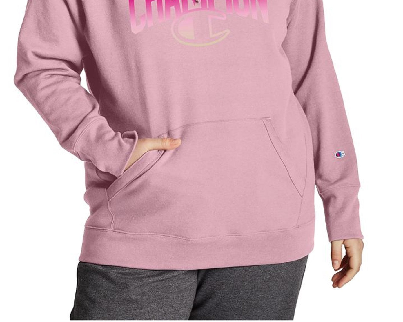 Moletom com capuz feminino Champion Powerblend Graphic roxo tamanho 1X