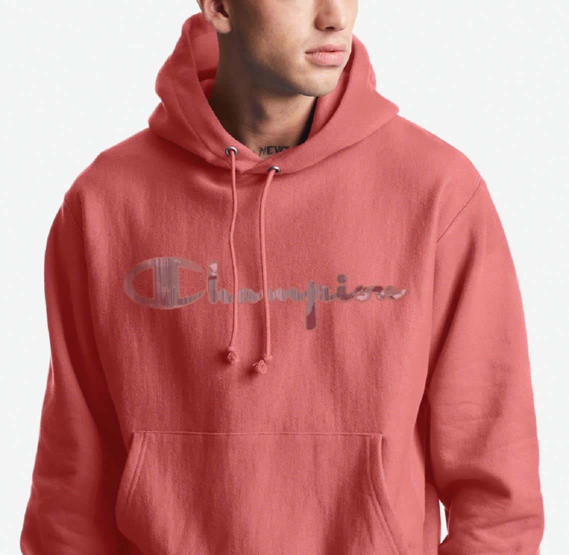 Moletom com capuz Champion Reverse Weave masculino rosa tamanho médio