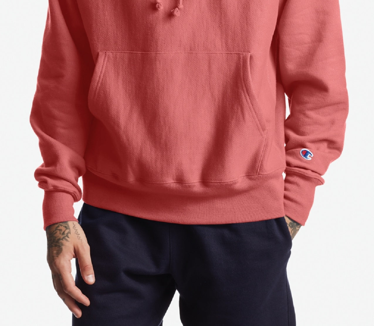 Moletom com capuz Champion Reverse Weave masculino rosa tamanho médio