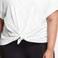 Camiseta feminina Champion com amarração frontal, branca, tamanho 3X