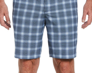 Shorts de golfe xadrez elástico com absorção de umidade para homens do PGA Tour, azul, tamanho 38