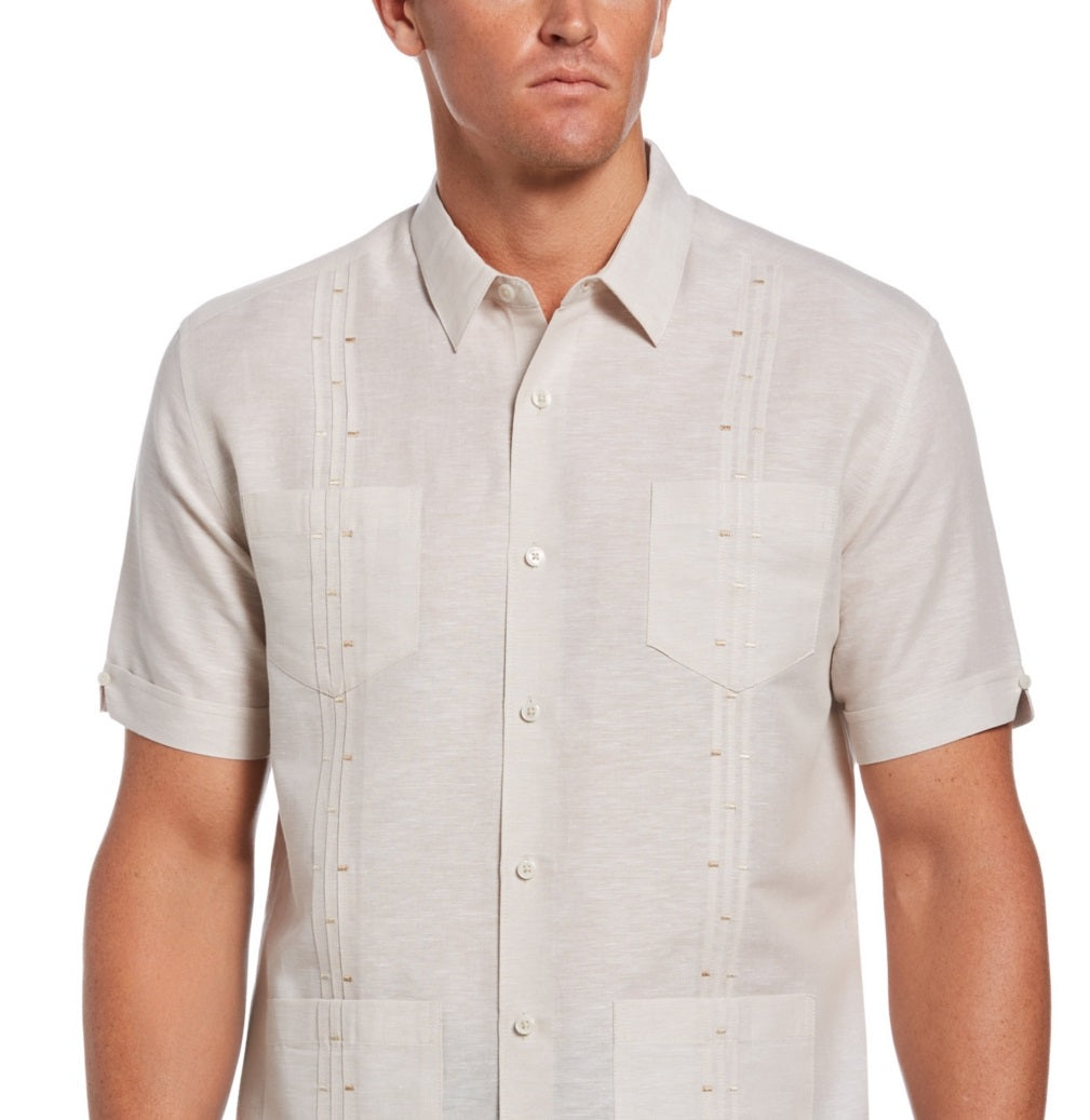 Camisa Guayabera Bordada Pregueada Masculina Cubavera Branca Tamanho Grande