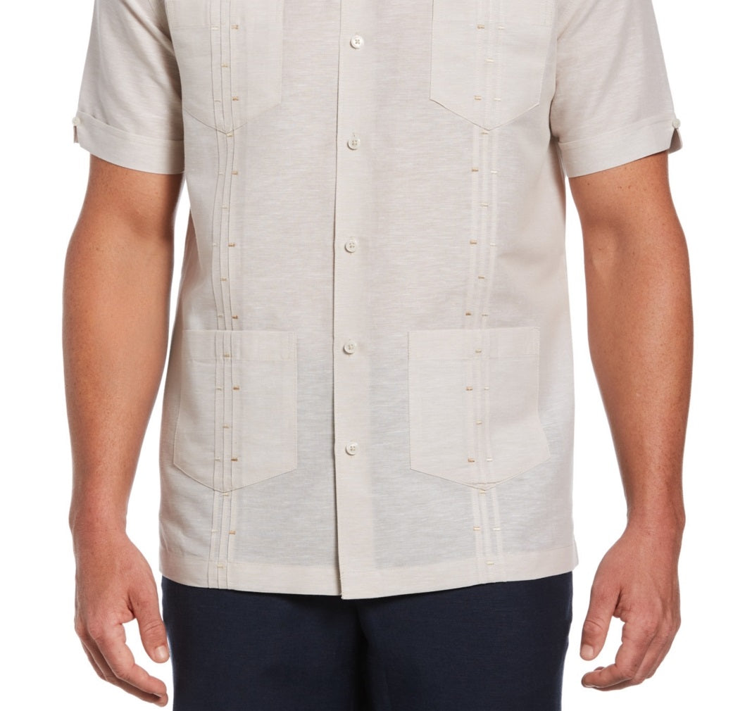 Camisa Guayabera Bordada Pregueada Masculina Cubavera Branca Tamanho Grande