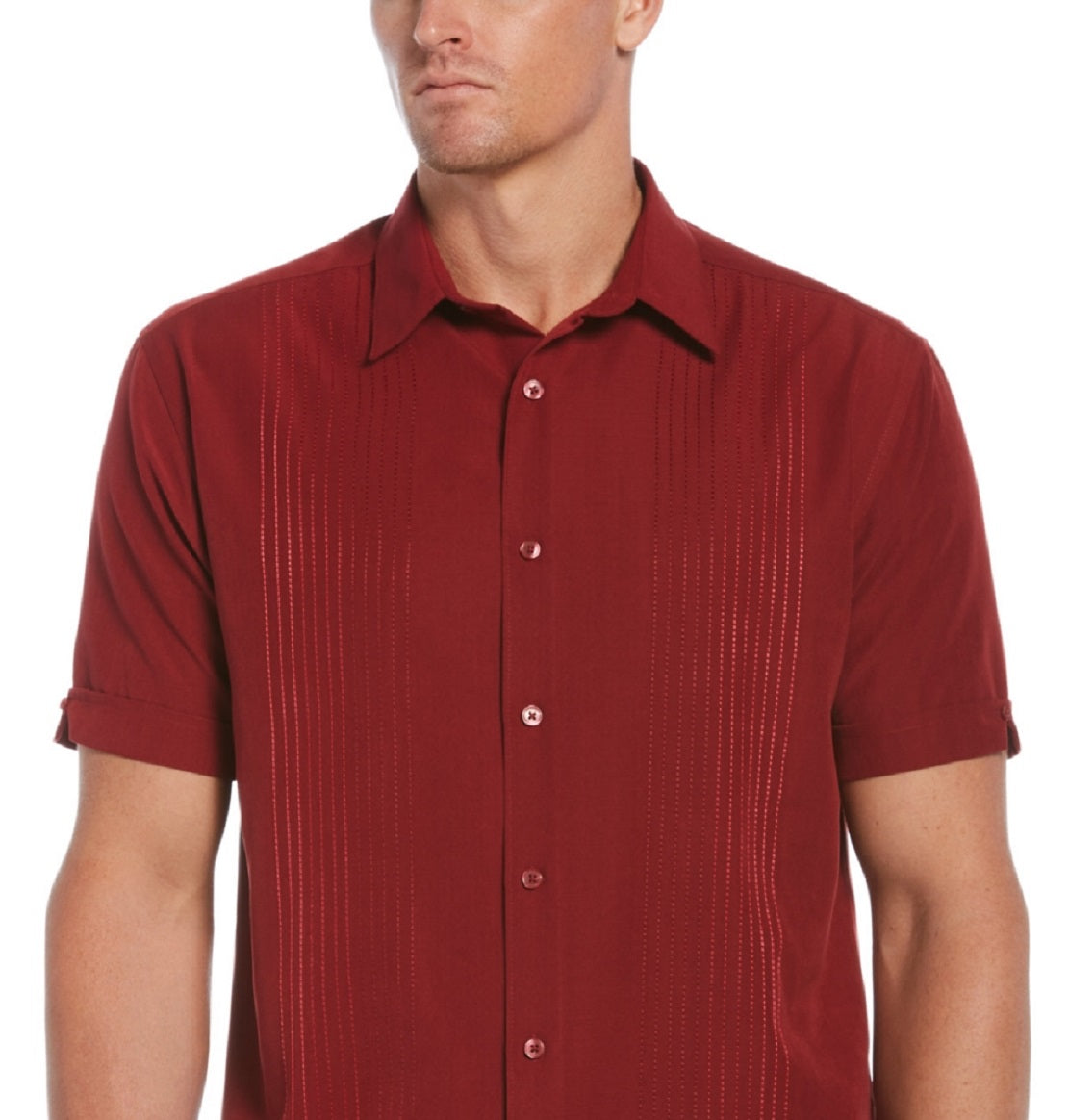 Camisa listrada ombré masculina Cubavera vermelha tamanho médio