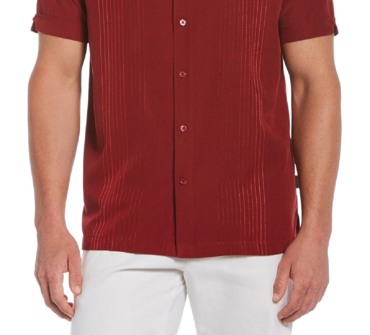 Camisa listrada ombré masculina Cubavera vermelha tamanho médio