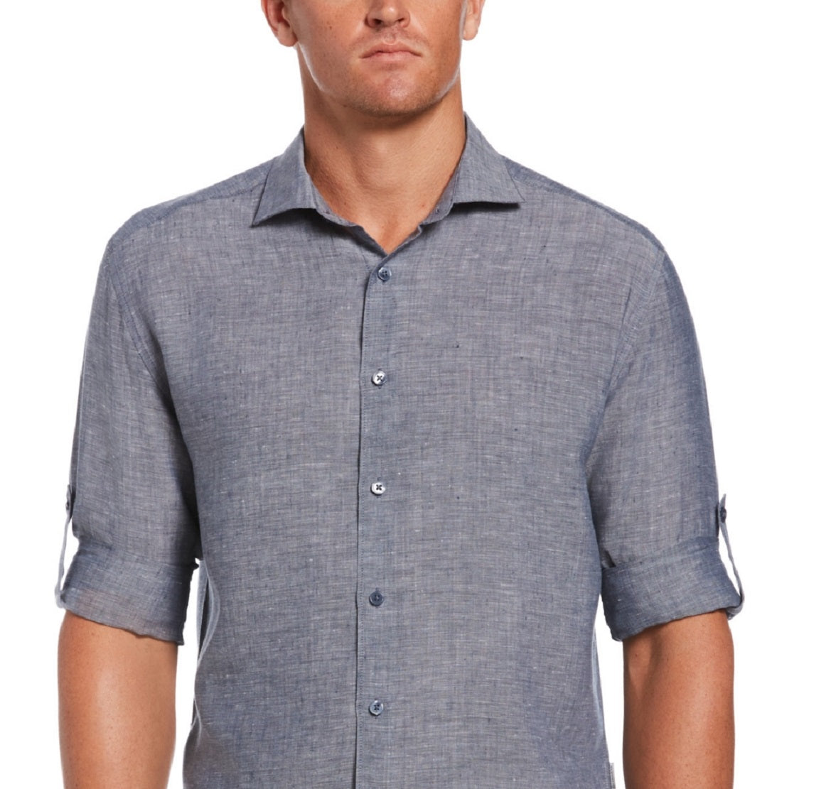 Camisa masculina antirrugas Cubavera Travelselect azul tamanho pequeno