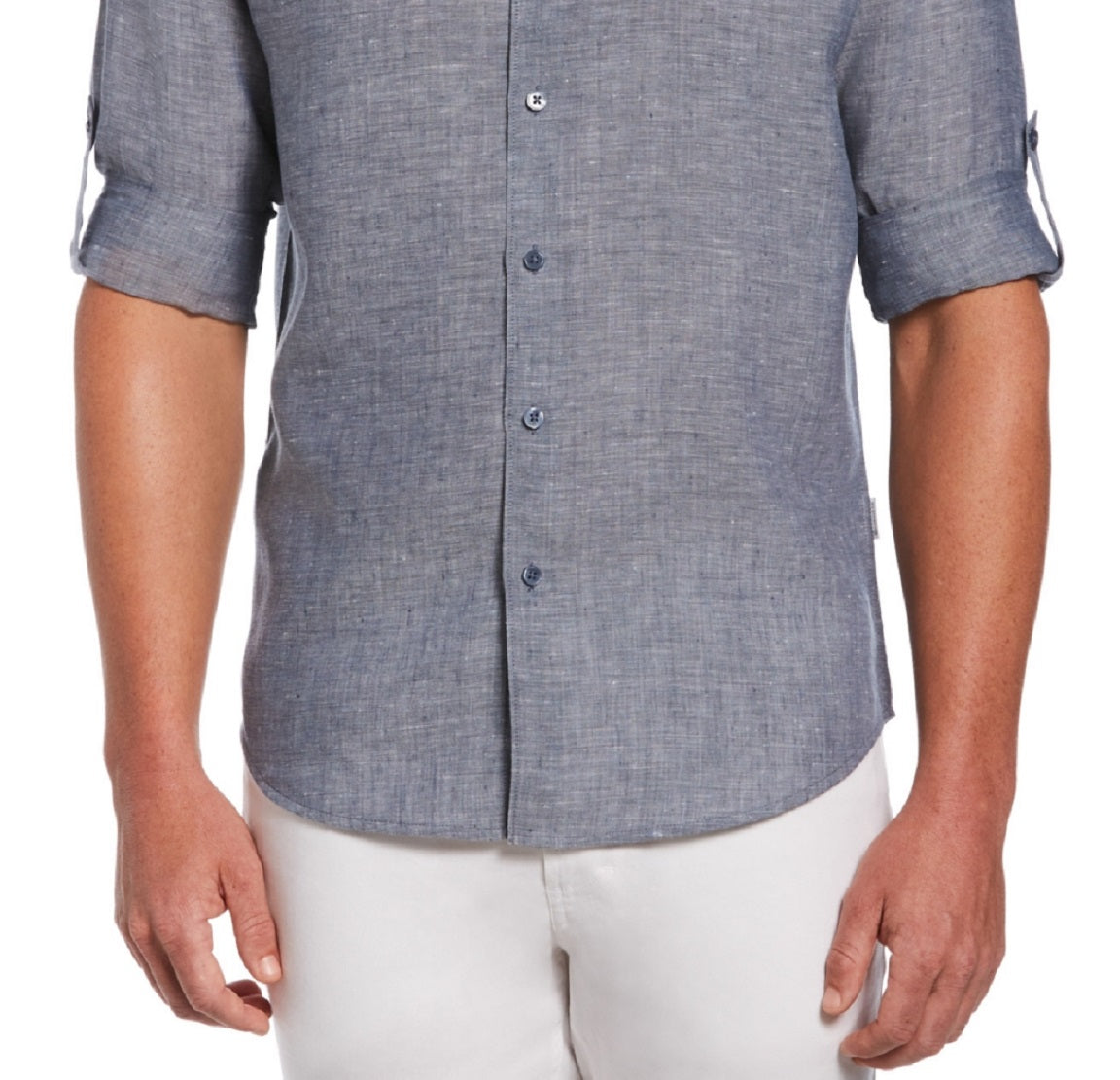 Camisa masculina antirrugas Cubavera Travelselect azul tamanho pequeno
