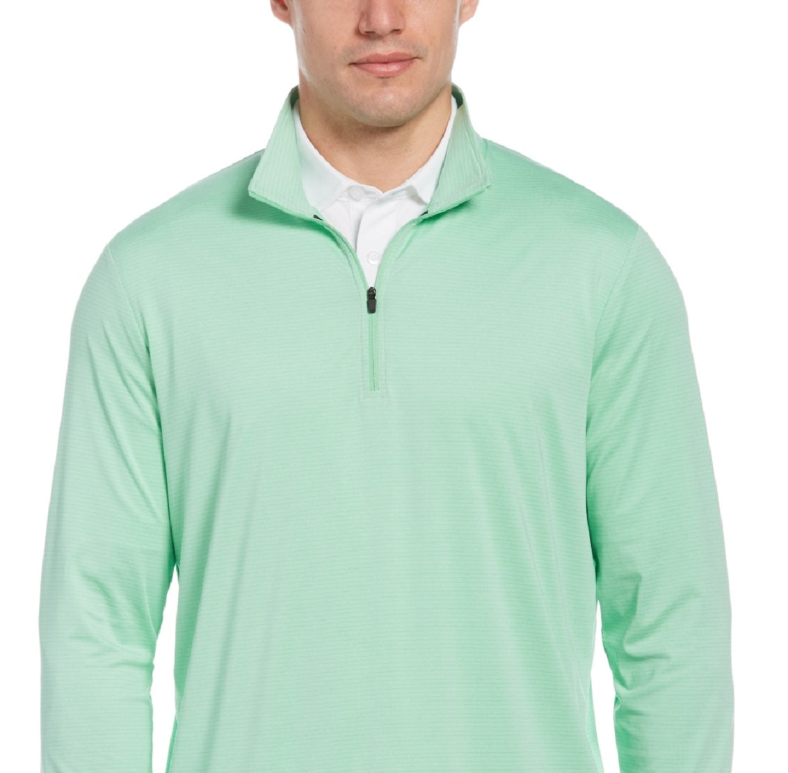 PGA Tour Masculino Sun Shade Stretch Quarter Zip Golf Listrado Pulôver Verde Tamanho Grande