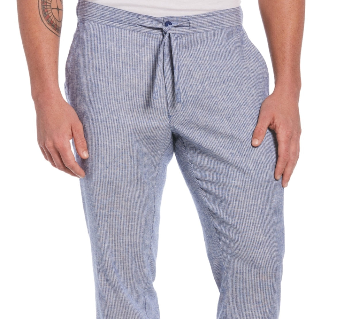 Calças Cubavera Masculinas Riscas com Cordão Azul Tamanho Grande