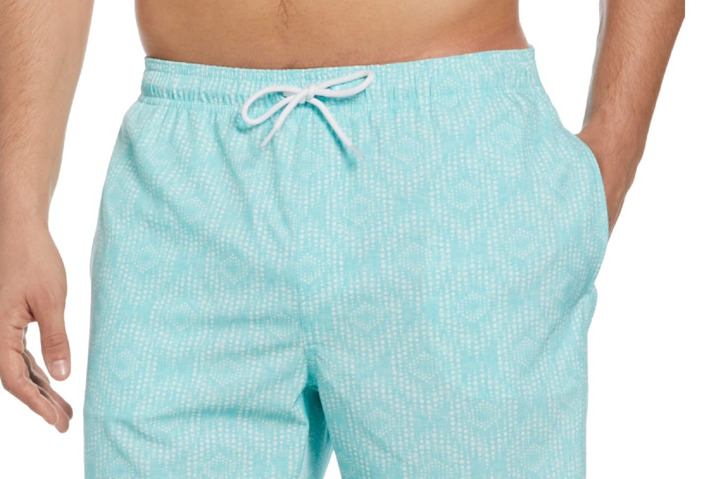 Cubavera Calção de banho masculino com estampa geométrica elástica, tamanho grande, azul, 7 peças