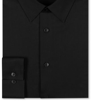 Camisa social Calvin Klein masculina slim fit, sem passar roupa, com gola espinha de peixe, preta, tamanho 34x35