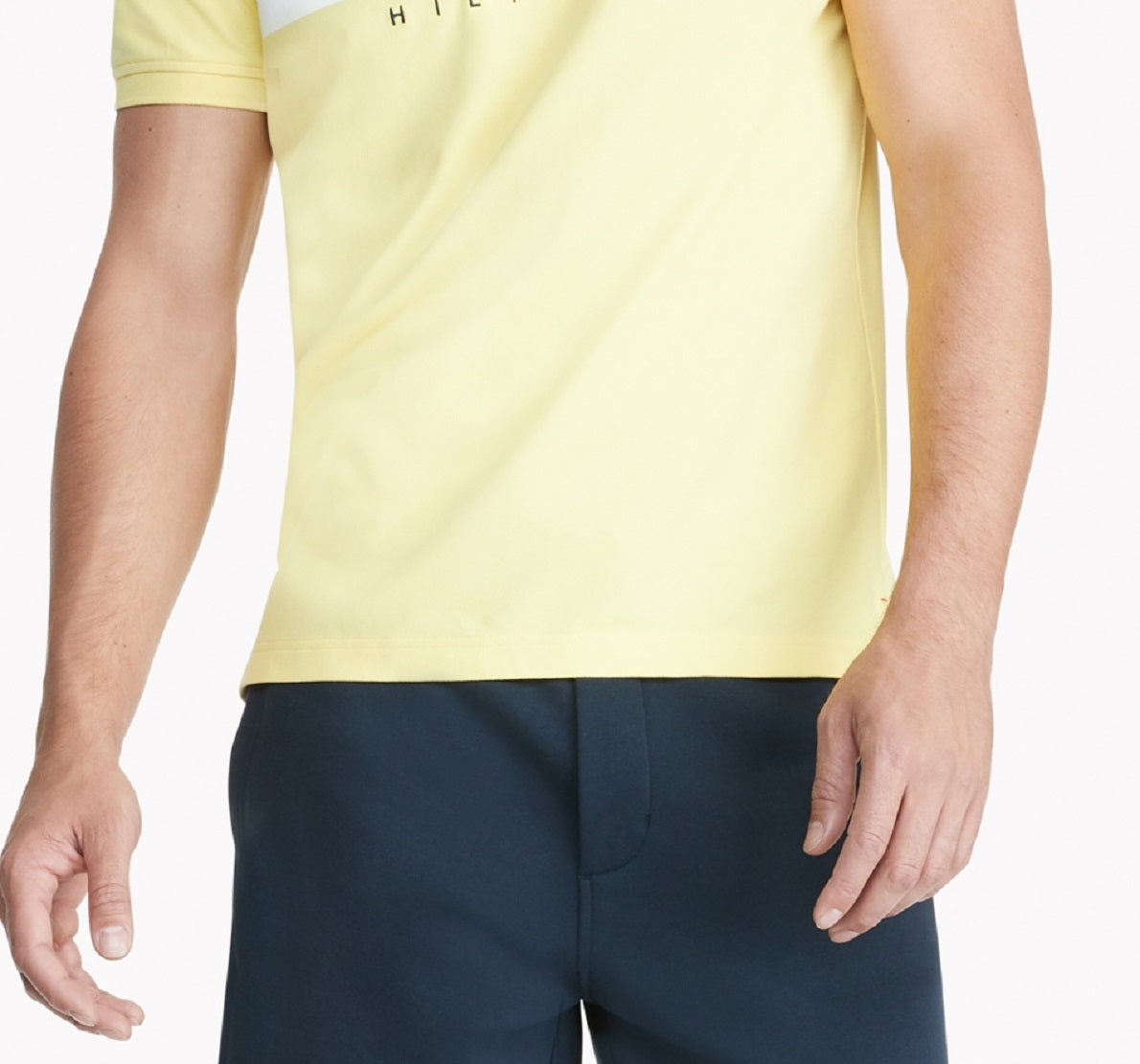 Camisa polo Tommy Hilfiger masculina Th Flex Nial Custom Fit manga curta amarela tamanho X-G