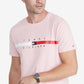 Camiseta Tommy Hilfiger Masculina Listrada de Bandeira Manga Curta Rosa Tamanho Grande