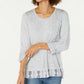 Blusa feminina estilo &amp; co, com abas dobráveis ​​e em camadas, cinza, tamanho 2XL