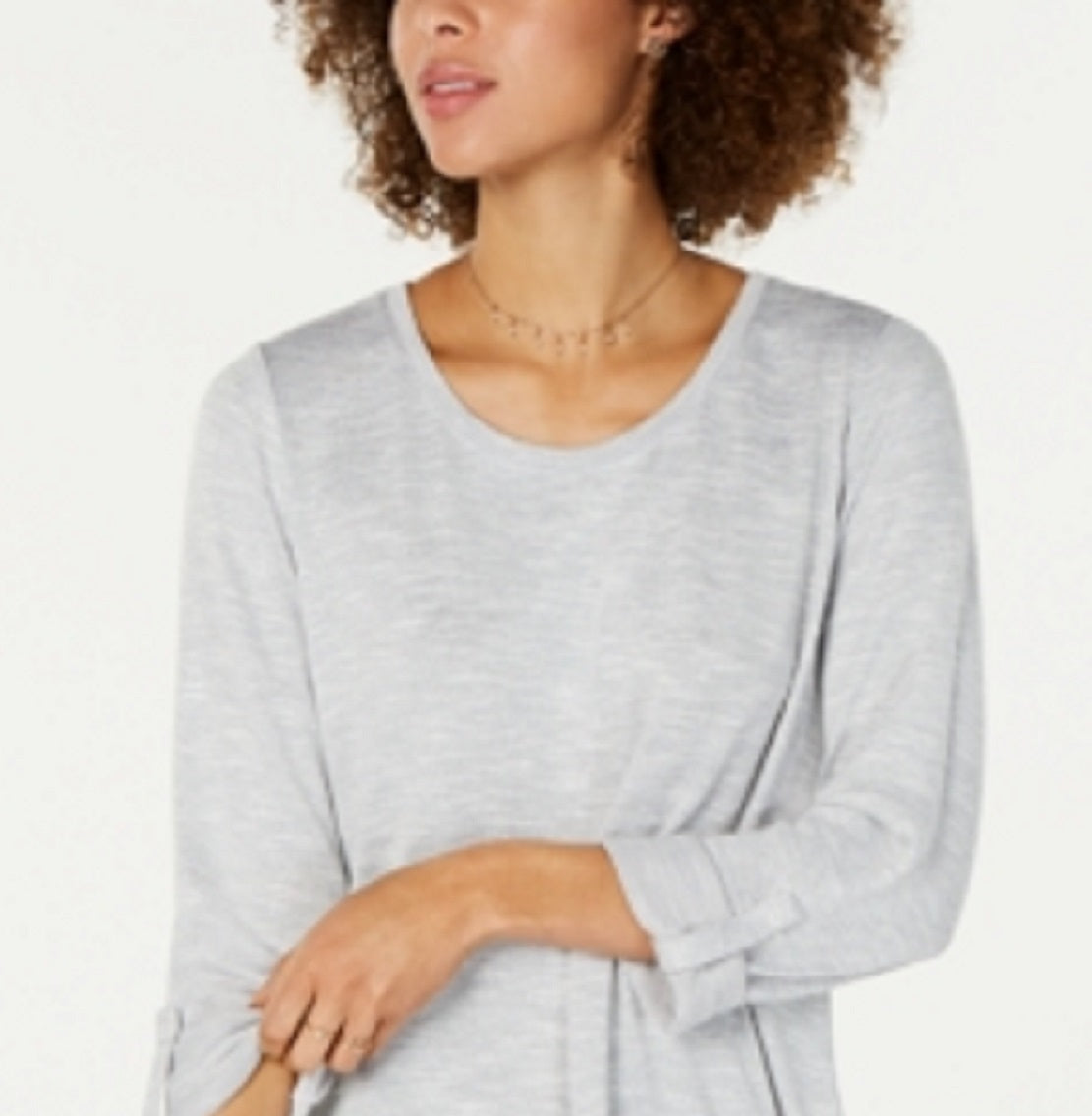 Blusa feminina estilo &amp; co, com abas dobráveis ​​e em camadas, cinza, tamanho 2XL