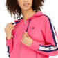 Tommy Hilfiger Moletom com capuz feminino com logotipo esportivo e zíper, rosa, tamanho extragrande