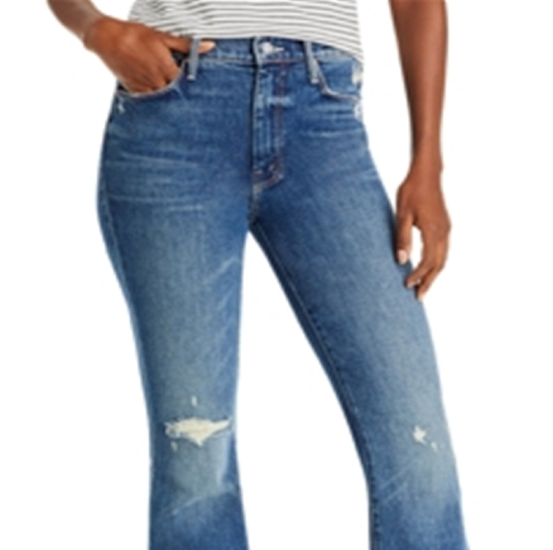 Calça Jeans Flare de Cintura Alta The Super Cruiser Feminina da Mother Azul Tamanho 27