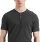 Camisa de dormir masculina Polo Ralph Lauren Waffle Knit Stretch Henley preta tamanho XX-G
