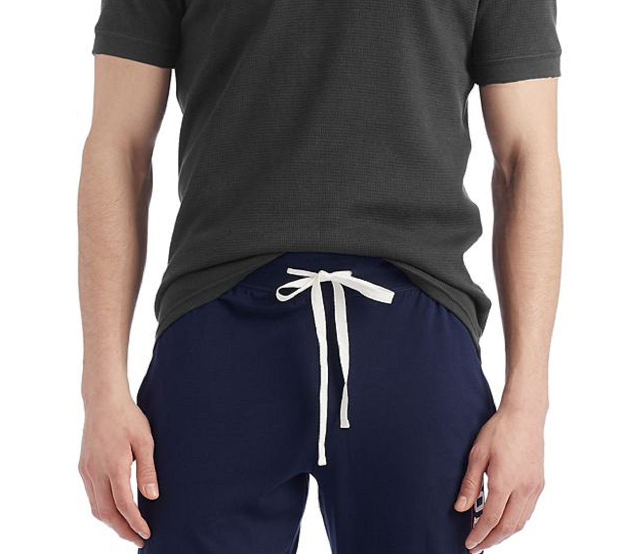 Camisa de dormir masculina Polo Ralph Lauren Waffle Knit Stretch Henley preta tamanho XX-G