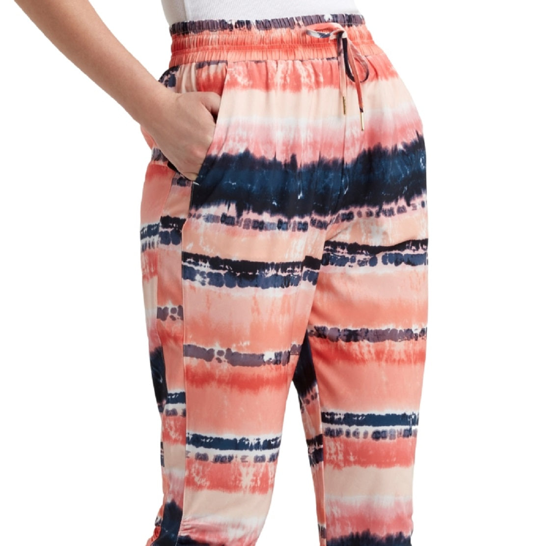Calça jogger franzida feminina H Halston rosa tamanho médio