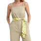 Macacão feminino franzido H Halston marrom tamanho X-S