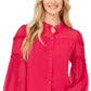 Blusa CeCe Feminina com Detalhe de Babados em Chiffon Amassado Rosa Tamanho XG