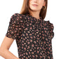 1.STATE Blusa Feminina com Babados e Estampa Floral e Buraco de Fechadura Amarela