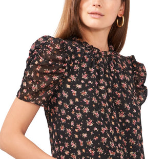 1.STATE Blusa Feminina com Babados e Estampa Floral e Buraco de Fechadura Amarela