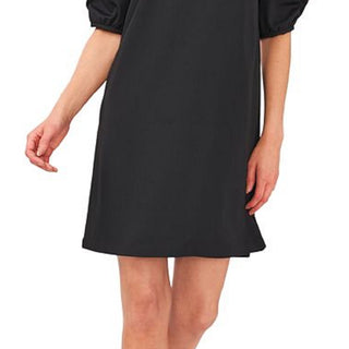 Vestido feminino CeCe com mangas franzidas, preto, tamanho grande