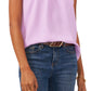 Vince Camuto Blusa feminina sem mangas com decote plissado, roxa, tamanho 1X