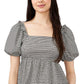 Blusa Peplum com Estampa Xadrez Riley &amp; Rae Feminina Cinza Tamanho P