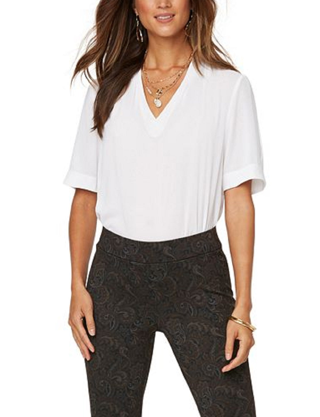 Leggings Paisley Ponte Feminina NYDJ Pretas Tamanho 6