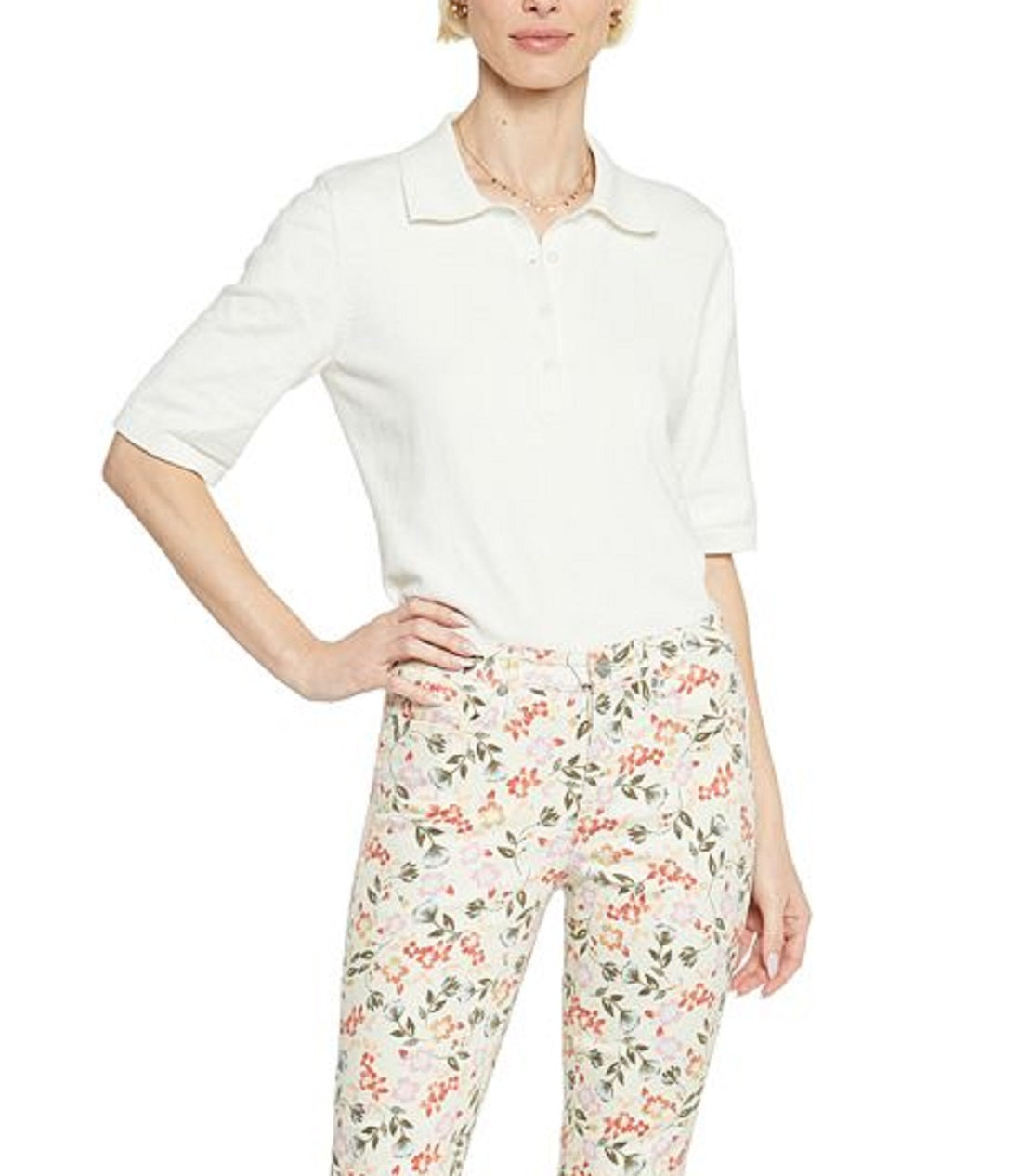 Calça jeans capri feminina Chloe com fenda lateral, branca, tamanho 2, da NYDJ