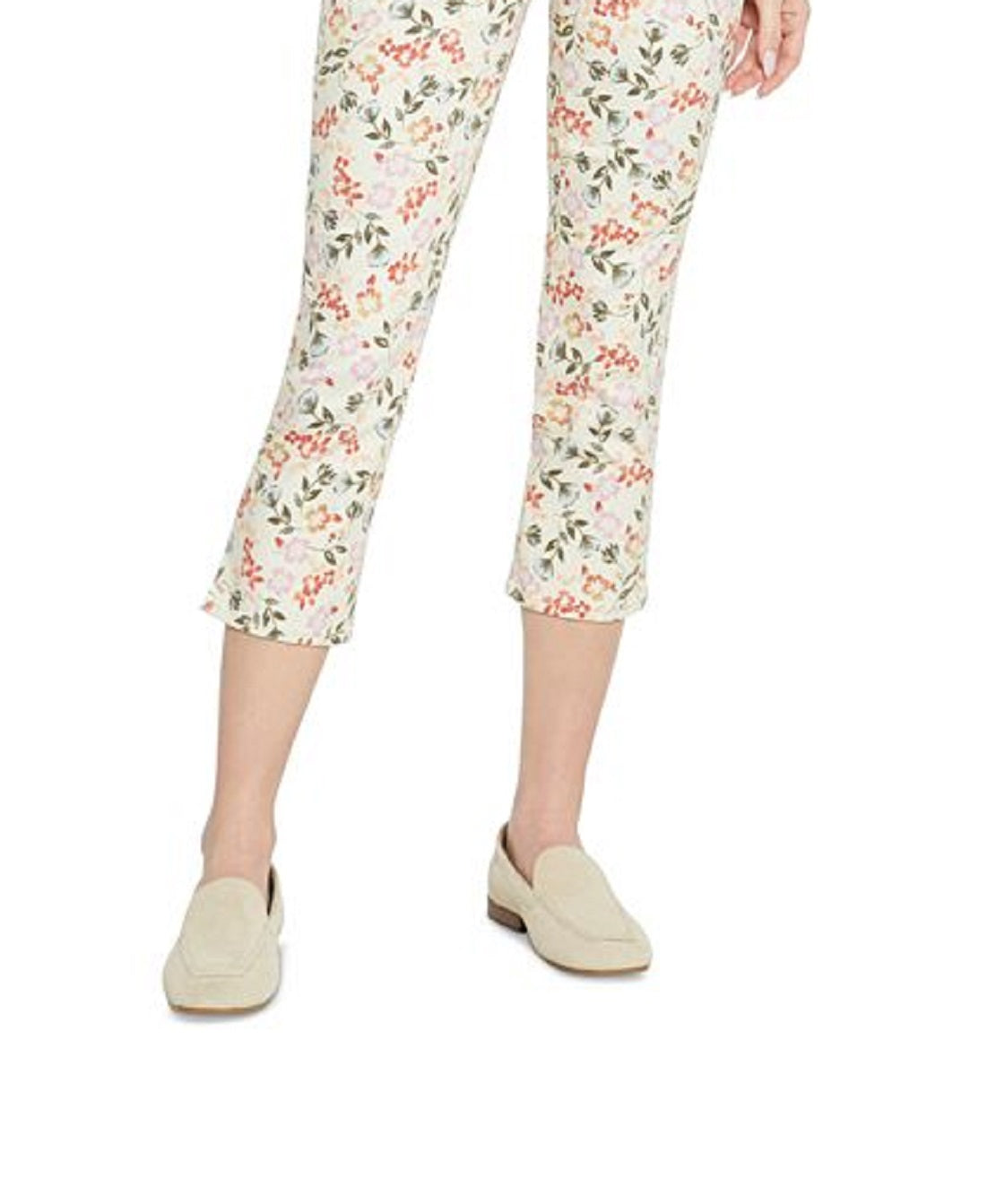 Calça jeans capri feminina Chloe com fenda lateral, branca, tamanho 2, da NYDJ