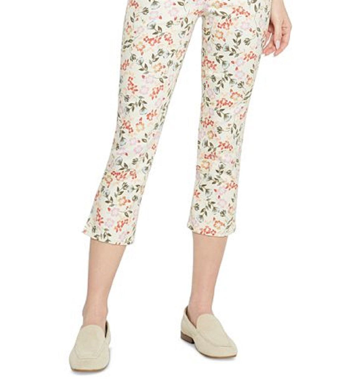 Calça jeans capri feminina Chloe com fenda lateral, branca, tamanho 14, da NYDJ