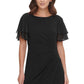 Vestido tubinho com manga de chiffon feminino Jessica Howard, preto, tamanho 8, pequeno