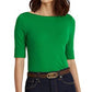 Camiseta Ralph Lauren Feminina de Algodão com Gola Canoa Verde Tamanho Grande
